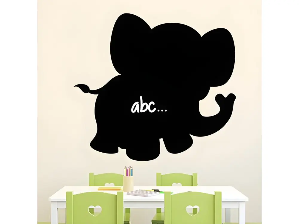 Sticker ardoise tableau noir - stickers muraux adhésif effaçable - SILHOUETTE PETIT ÉLÉPHANT - 20x20cm