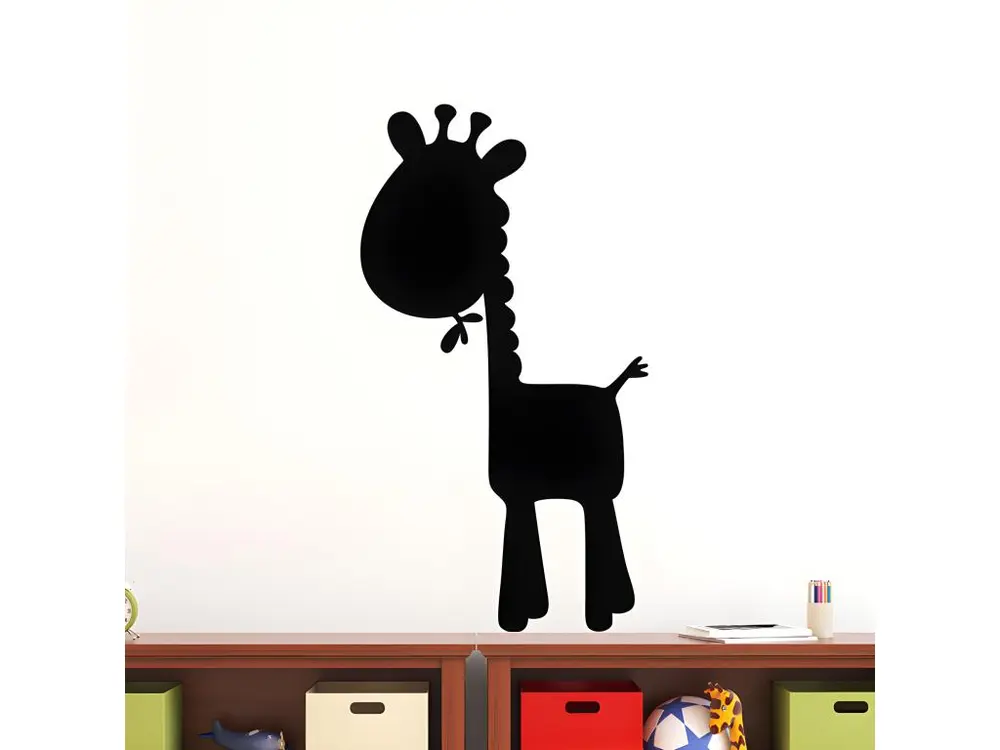 Sticker ardoise tableau noir - stickers muraux adhésif effaçable - CARICATURE GIRAFFE - 135x75cm