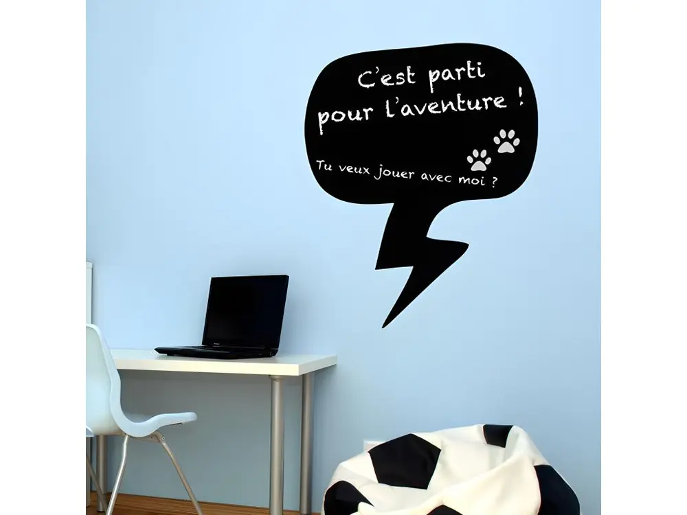 Sticker ardoise tableau noir - stickers muraux adhésif effaçable - BULLE DE CONVERSATION - 20x15cm