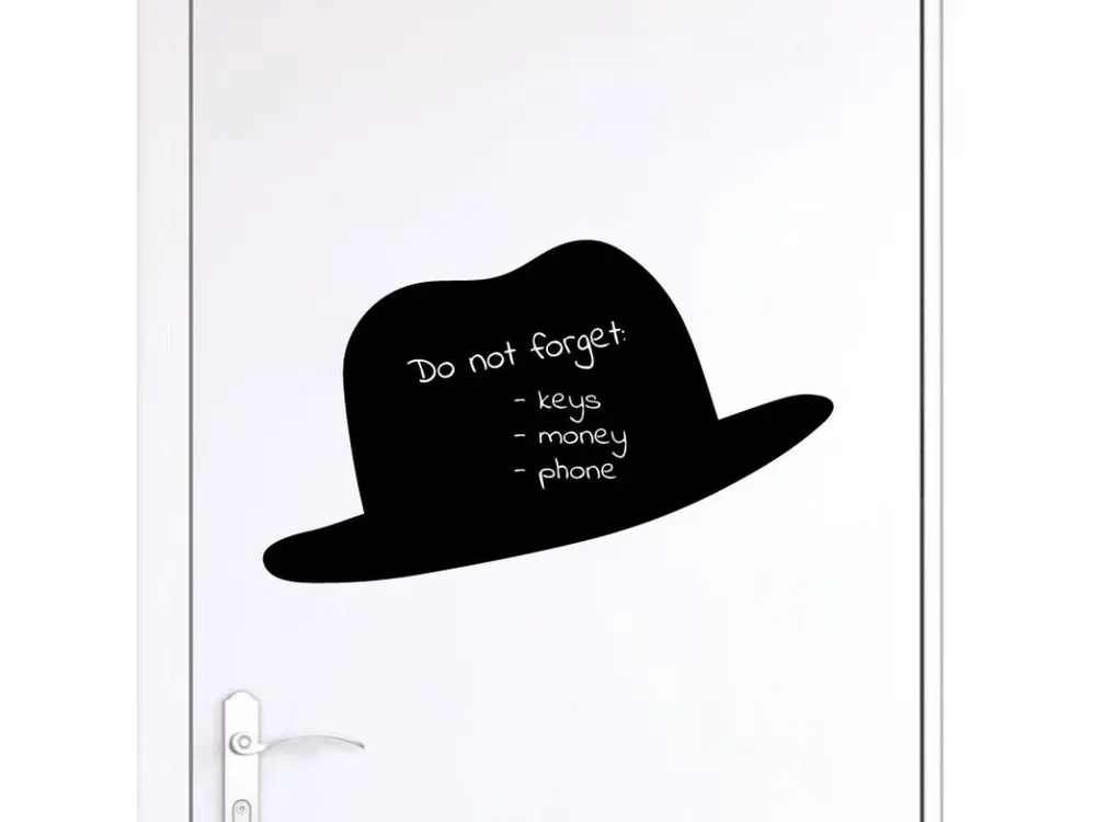 Sticker ardoise tableau noir - stickers muraux adhésif effaçable - CHAPEAU - 25x50cm