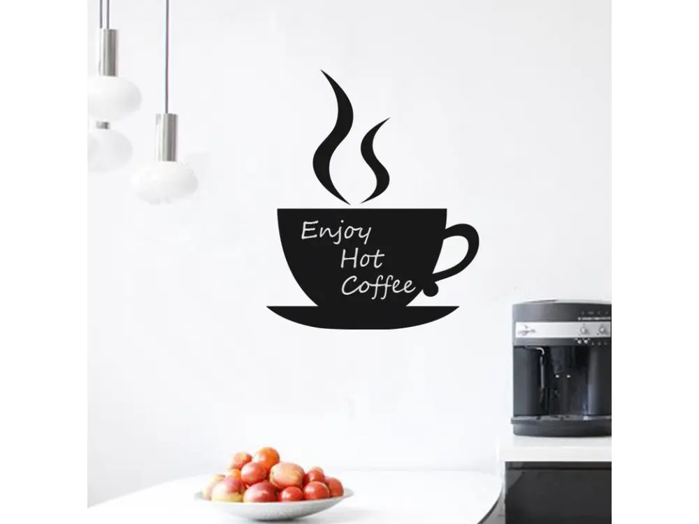 Sticker ardoise tableau noir - stickers muraux adhésif effaçable - TASSE DE CAFÉ - 45x35cm