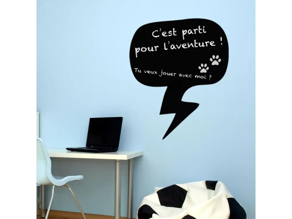 Sticker ardoise tableau noir - stickers muraux adhésif effaçable - BULLE DE CONVERSATION - 90x75cm