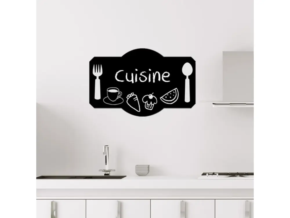 Sticker ardoise tableau noir - stickers muraux adhésif effaçable - DESIGN PLATEAU DE CUISINE - 75x120cm