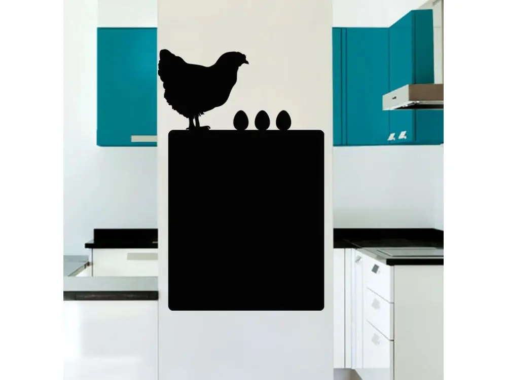 Sticker ardoise tableau noir - stickers muraux adhésif effaçable - POULE AVEC SES OEUFS - 80x50cm