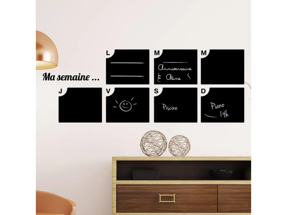 Sticker ardoise tableau noir - stickers muraux adhésif effaçable - MA SEMAINE ... - 75x45cm