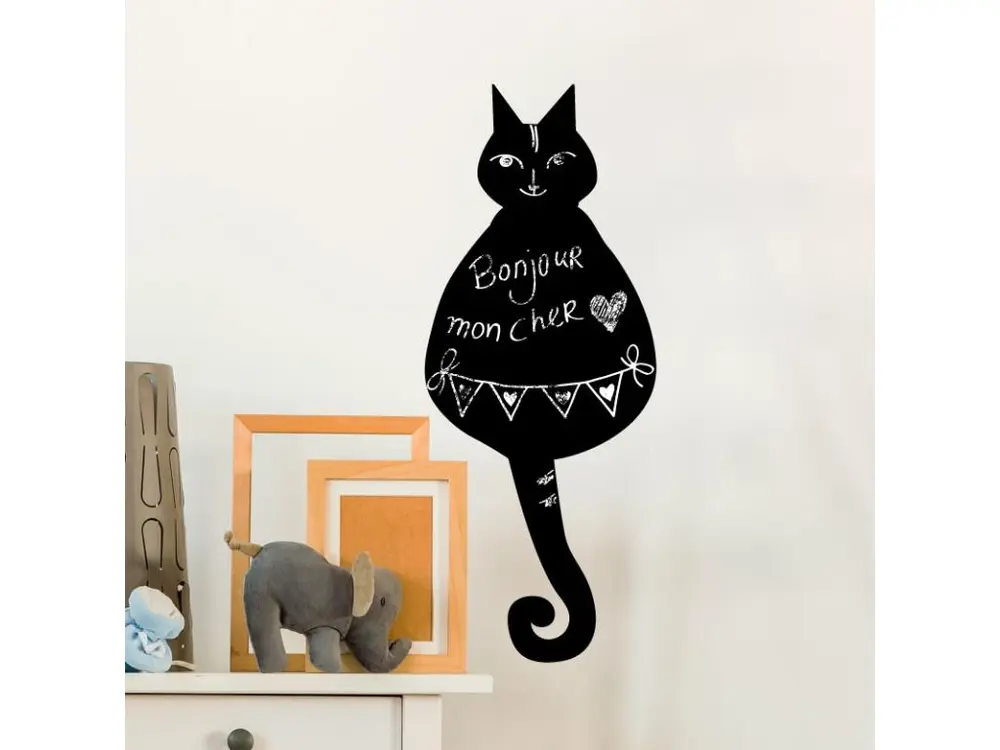 Sticker ardoise tableau noir - stickers muraux adhésif effaçable - LE CHAT - 95X35cm