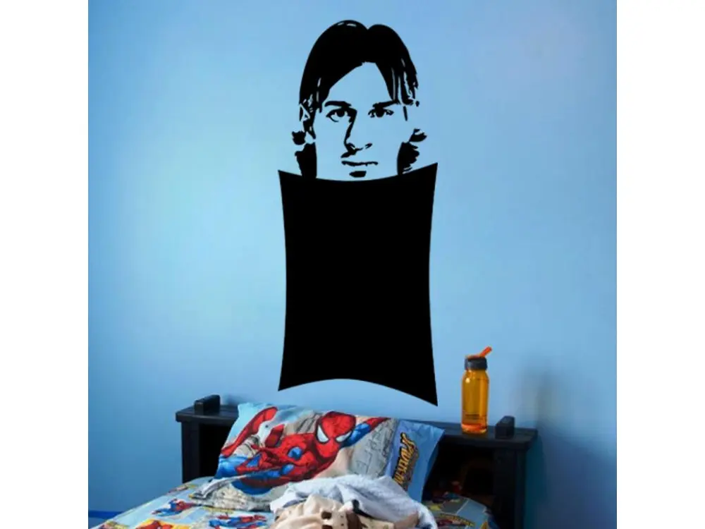 Sticker ardoise tableau noir - stickers muraux adhésif effaçable - LIONEL MESSI - 115x50cm