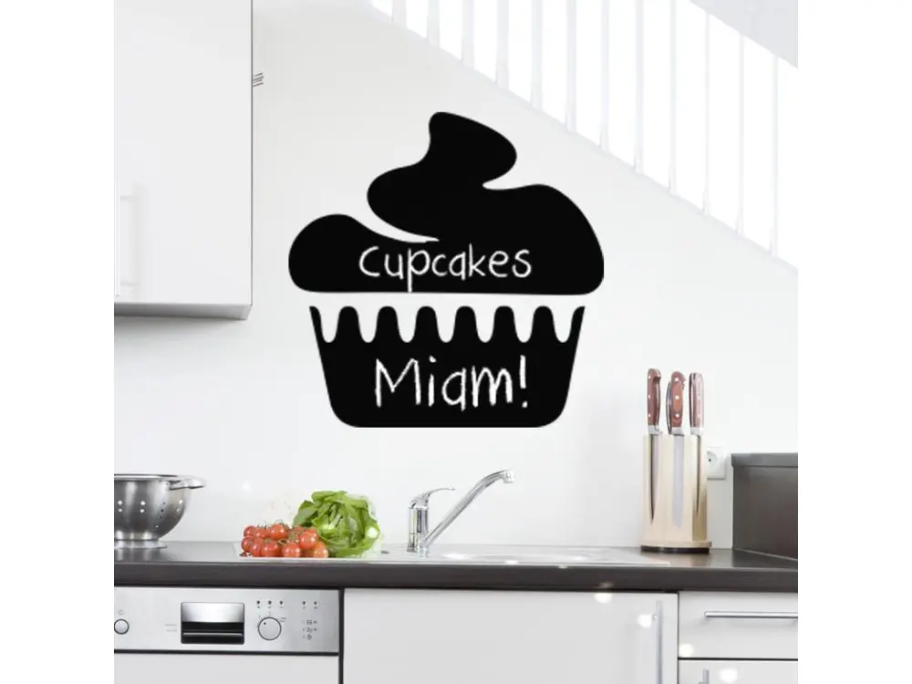 Sticker ardoise tableau noir - stickers muraux adhésif effaçable - DESIGN CUPCAKE - 55x55cm