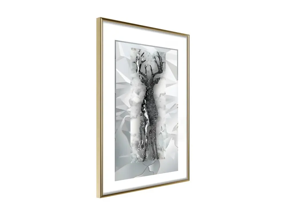 Affiche Murale Encadrée "Crystal Deer" 40 x 60 cm Or