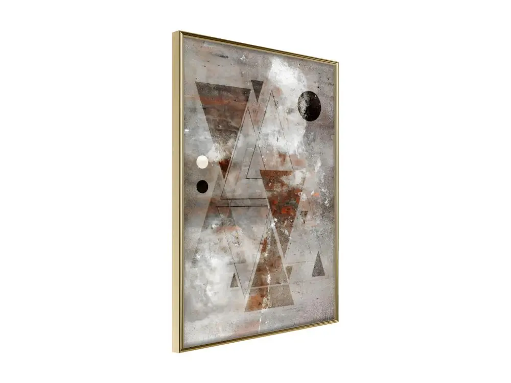 Affiche Murale Encadrée "Brick-Built Triangles" 30 x 45 cm Or