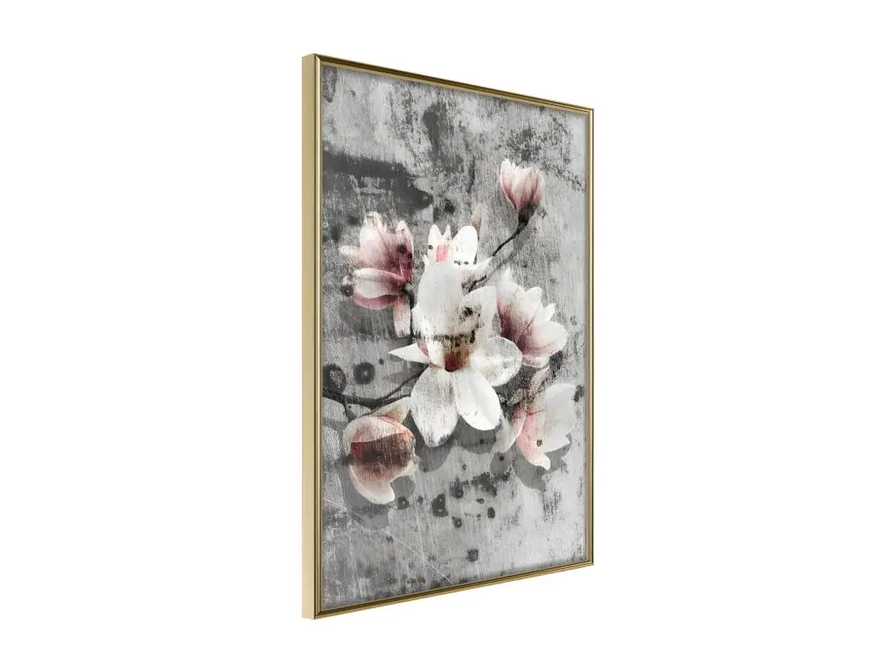 Affiche Murale Encadrée "Flowers on Concrete" 40 x 60 cm Or