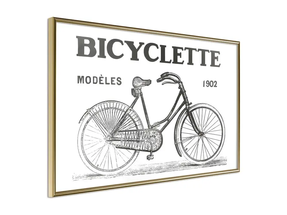 Affiche Murale Encadrée "Bicyclette" 45 x 30 cm Or