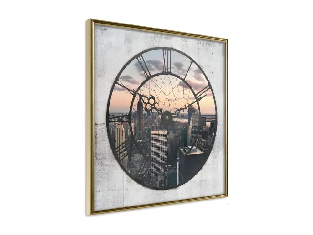 Affiche Murale Encadrée "City Clock" 30 x 30 cm Or