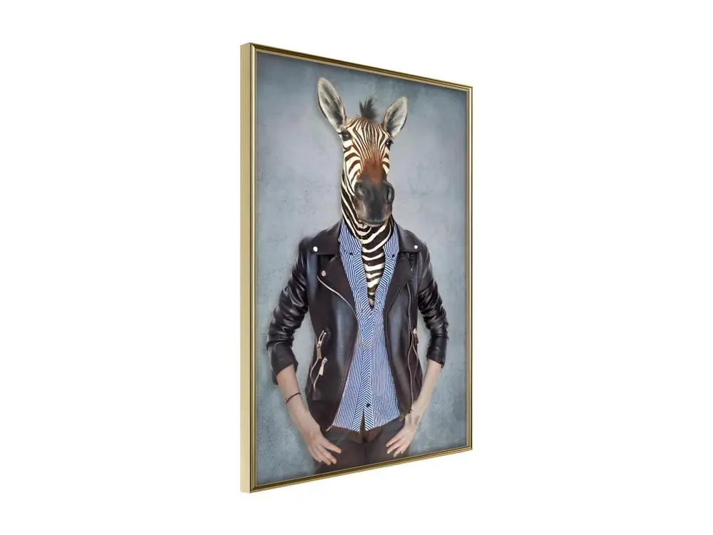 Affiche Murale Encadrée "Animal Alter Ego Zebra" 20 x 30 cm Or