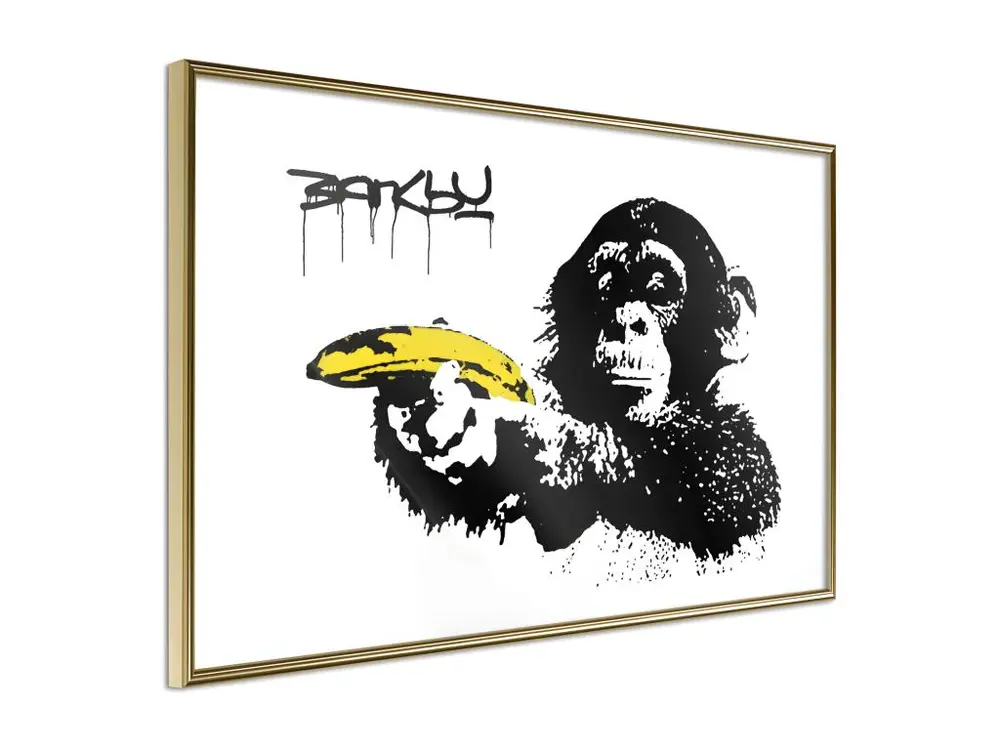 Affiche Murale Encadrée "Banksy Banana Gun II" 30 x 20 cm Or