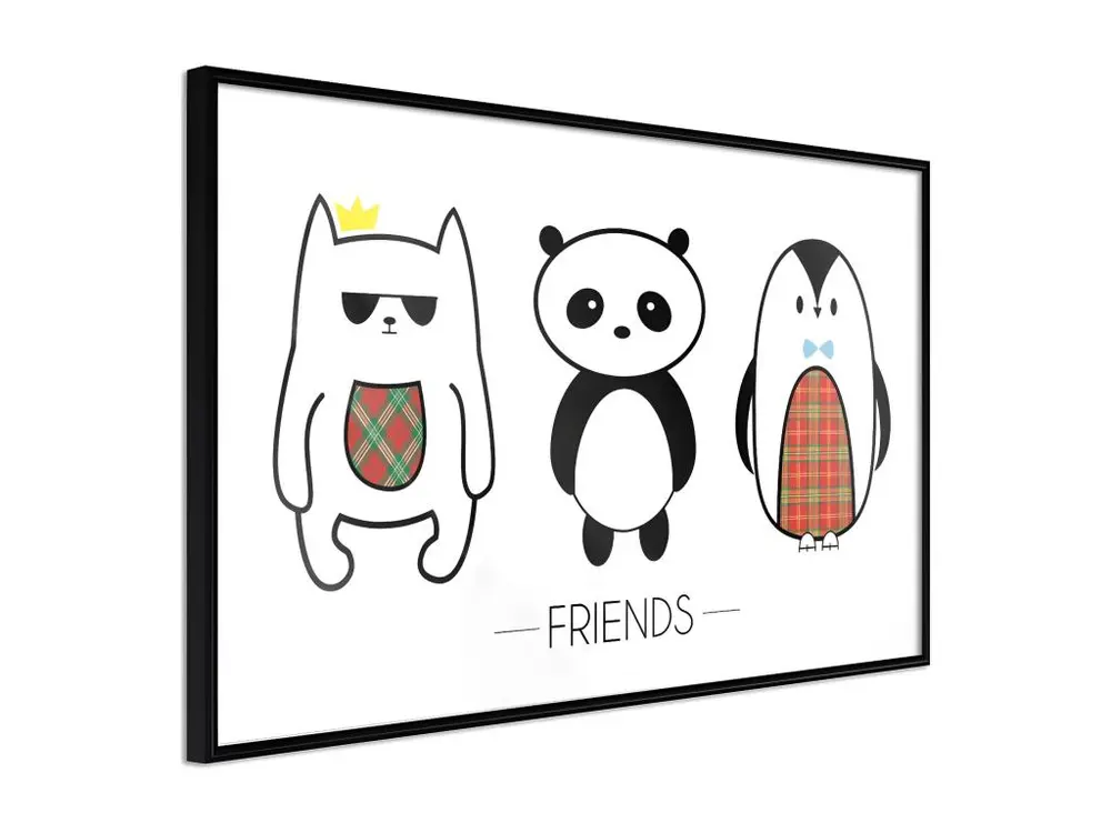 Affiche Murale Encadrée "Buddies" 45 x 30 cm Noir