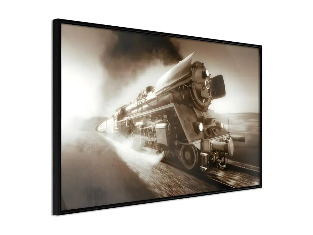 Affiche Murale Encadrée "Steam and Steel" 90 x 60 cm Noir