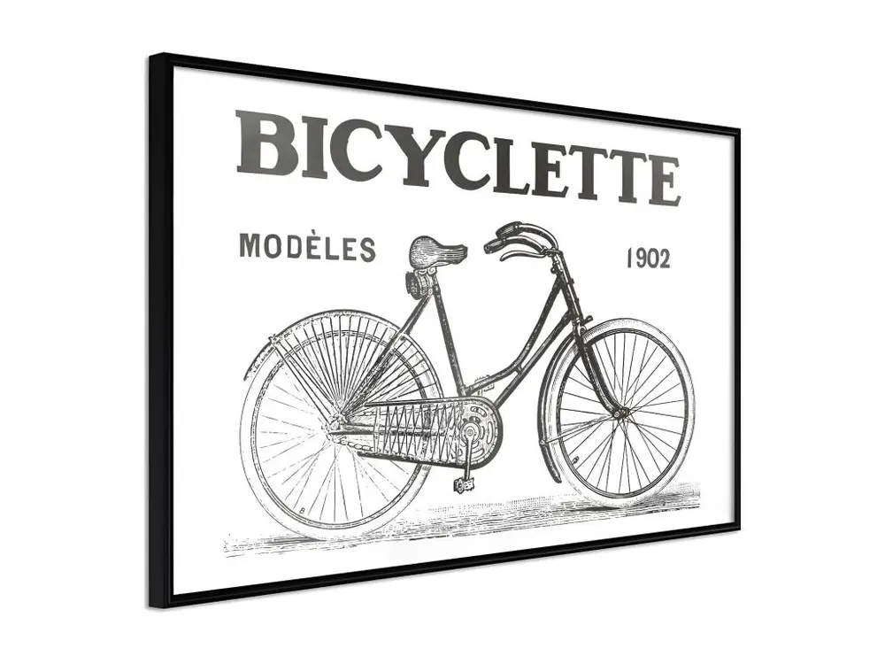 Affiche Murale Encadrée "Bicyclette" 30 x 20 cm Noir