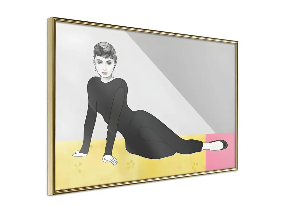 Affiche Murale Encadrée "Elegant Audrey" 30 x 20 cm Or