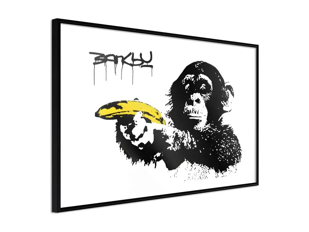 Affiche Murale Encadrée "Banksy Banana Gun II" 30 x 20 cm Noir