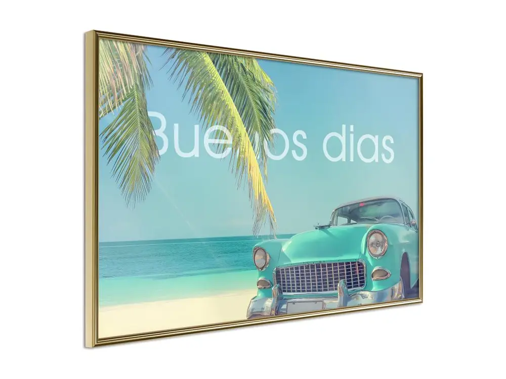 Affiche Murale Encadrée "Welcome to Paradise" 45 x 30 cm Or