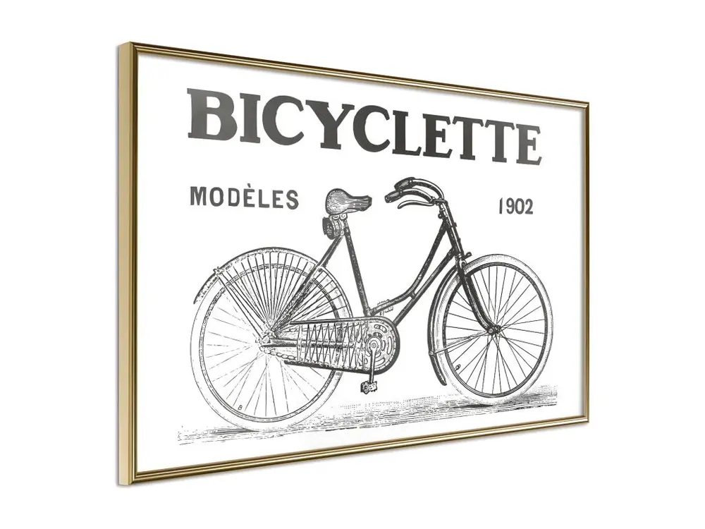 Affiche Murale Encadrée "Bicyclette" 30 x 20 cm Or