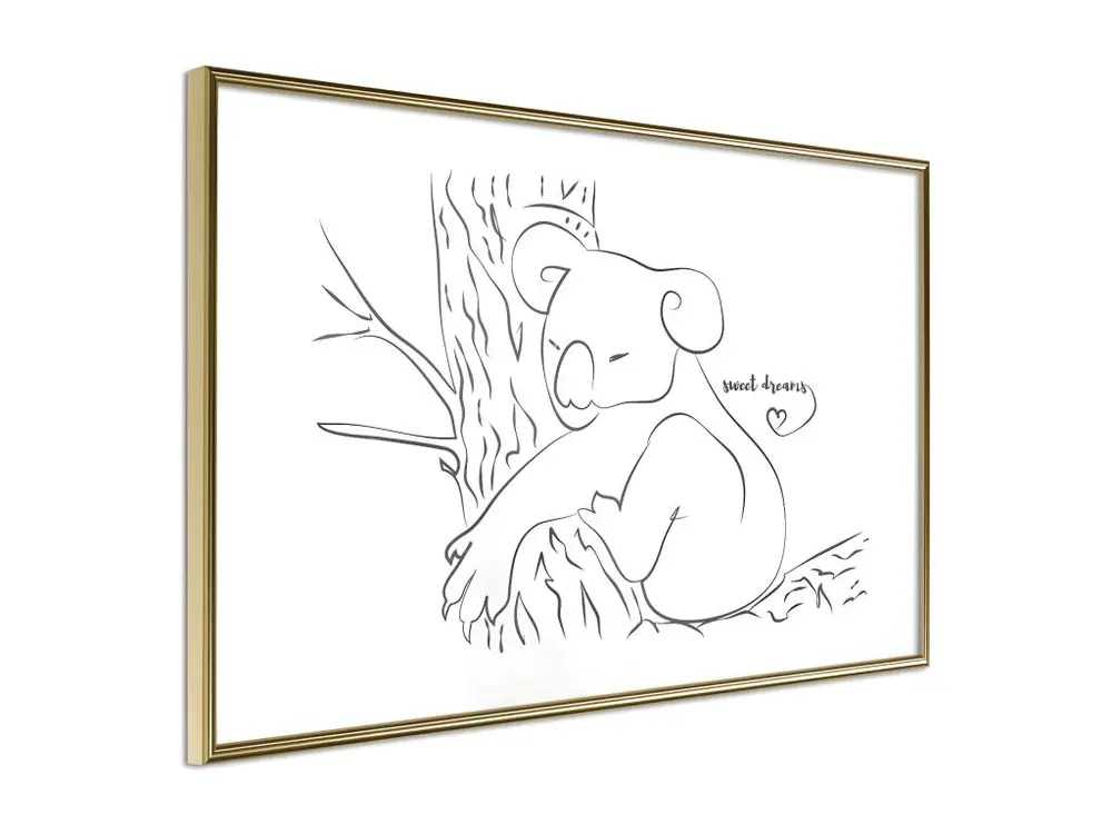 Affiche Murale Encadrée "Resting Koala" 60 x 40 cm Or