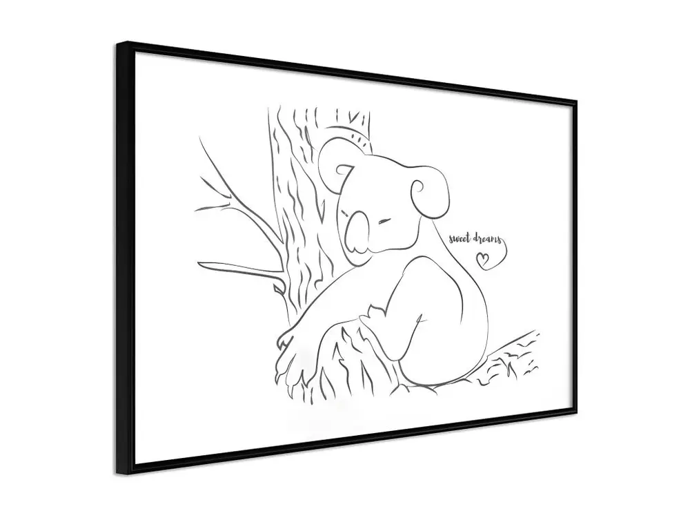 Affiche Murale Encadrée "Resting Koala" 45 x 30 cm Noir