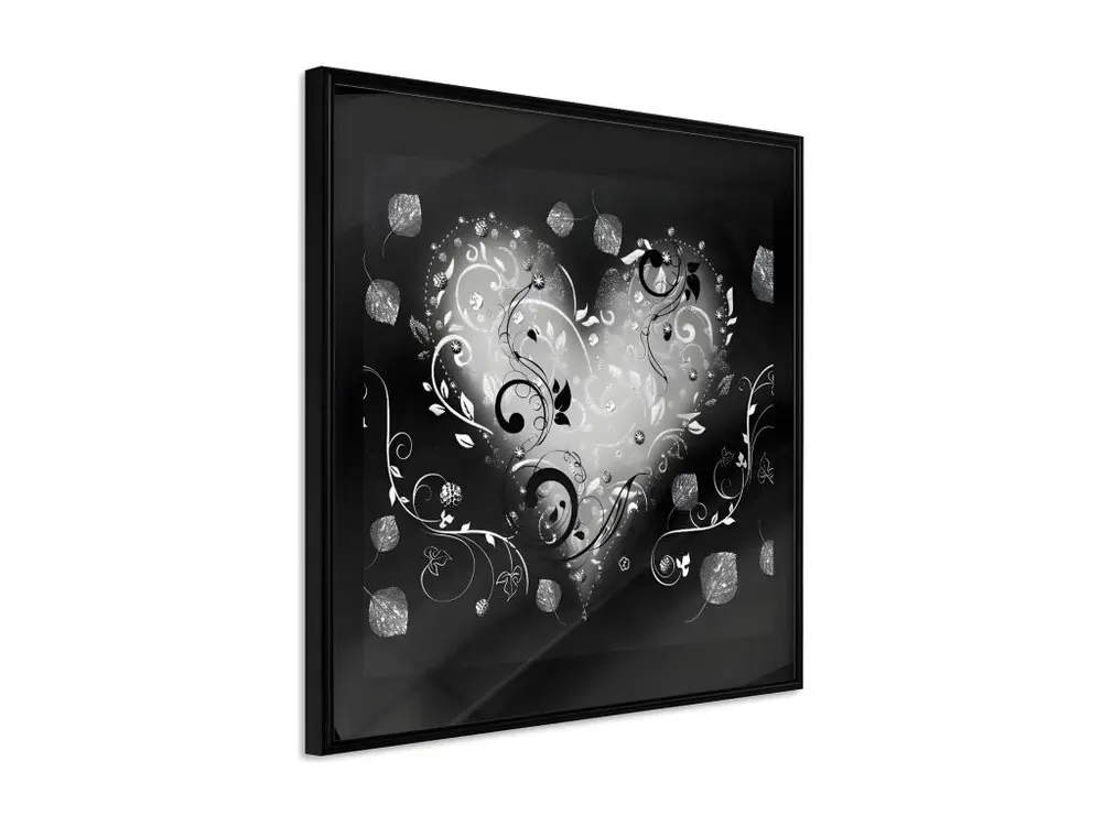 Affiche Murale Encadrée "Ornamented Heart" 50 x 50 cm Noir