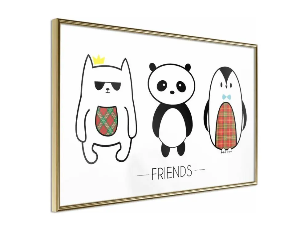 Affiche Murale Encadrée "Buddies" 45 x 30 cm Or