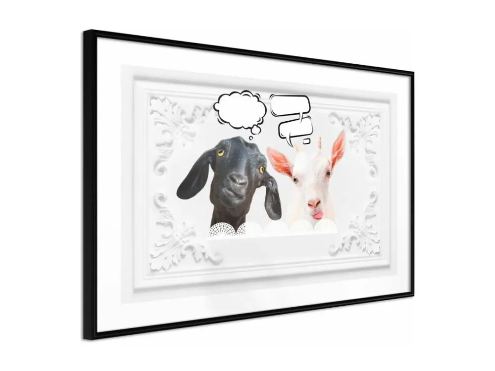 Affiche Murale Encadrée "Conversation of Two Goats" 45 x 30 cm Noir