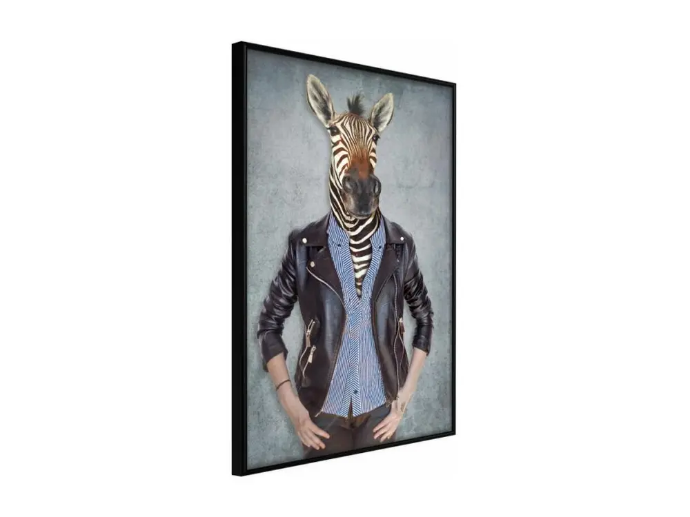 Affiche Murale Encadrée "Animal Alter Ego Zebra" 40 x 60 cm Noir