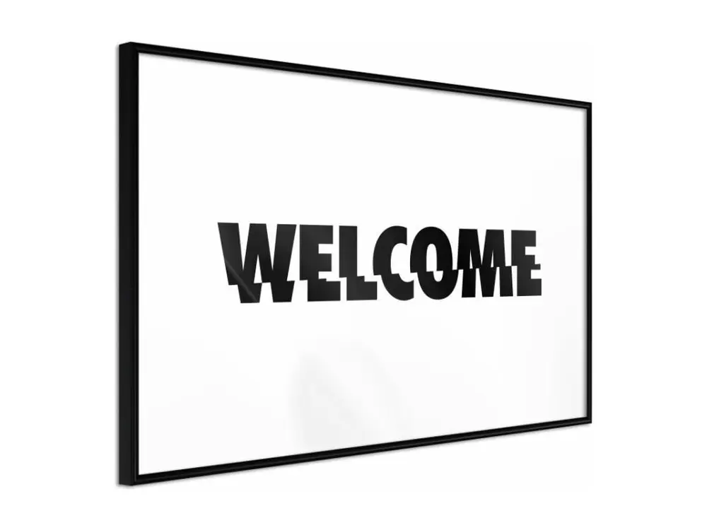 Affiche Murale Encadrée "Welcome" 90 x 60 cm Noir