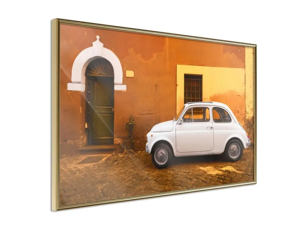 Affiche Murale Encadrée "White Car" 60 x 40 cm Or