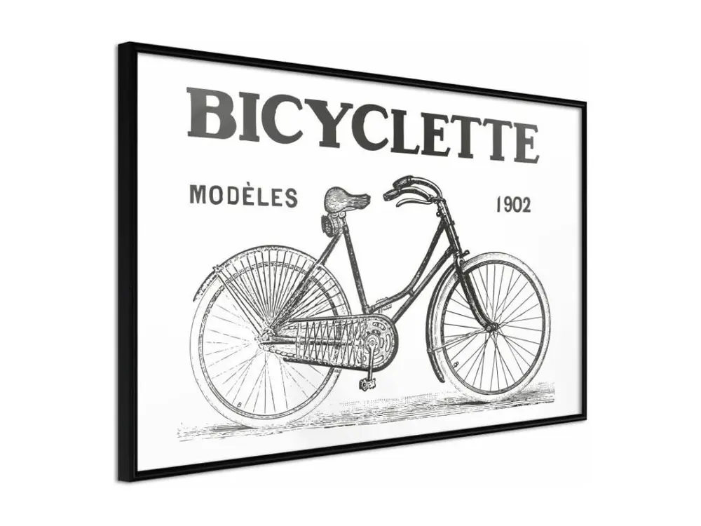 Affiche Murale Encadrée "Bicyclette" 90 x 60 cm Noir