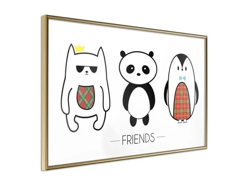 Affiche Murale Encadrée "Buddies" 60 x 40 cm Or