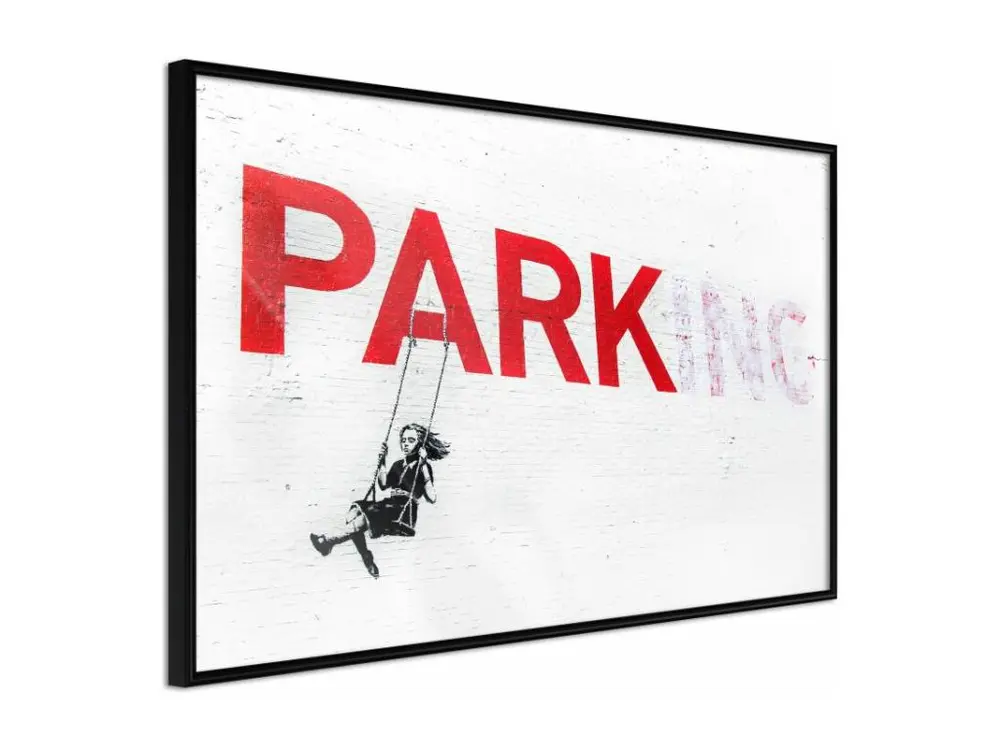 Affiche Murale Encadrée "Banksy Parking" 45 x 30 cm Noir