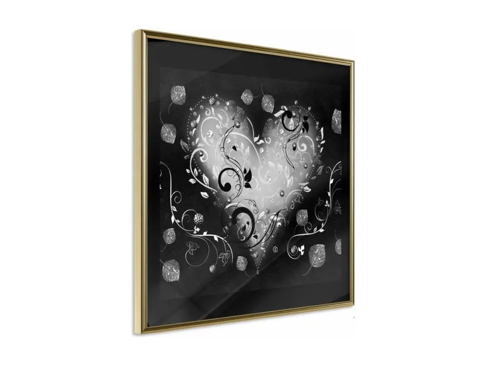 Affiche Murale Encadrée "Ornamented Heart" 30 x 30 cm Or