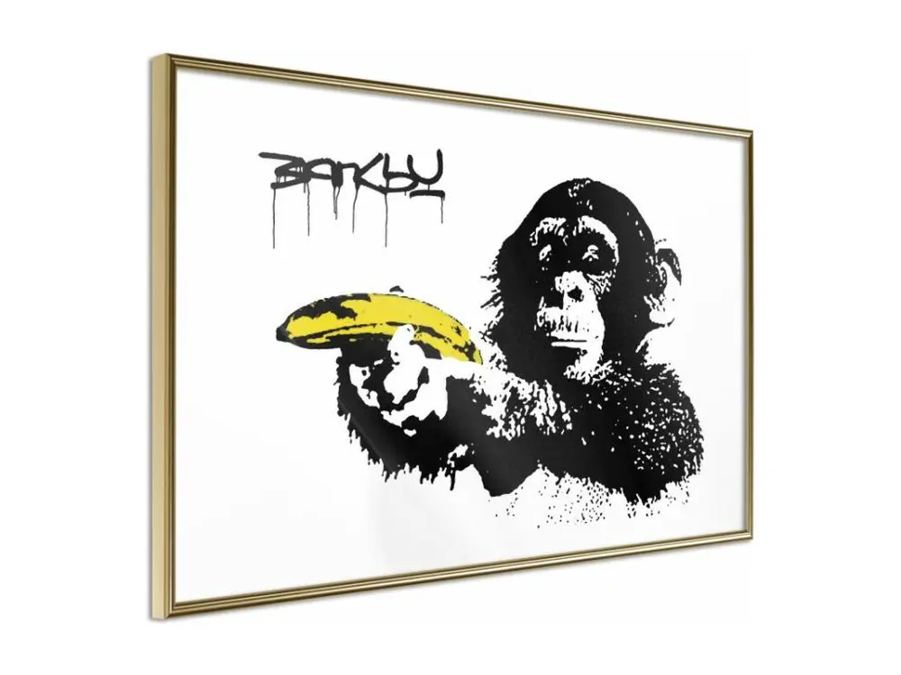 Affiche Murale Encadrée "Banksy Banana Gun II" 45 x 30 cm Or