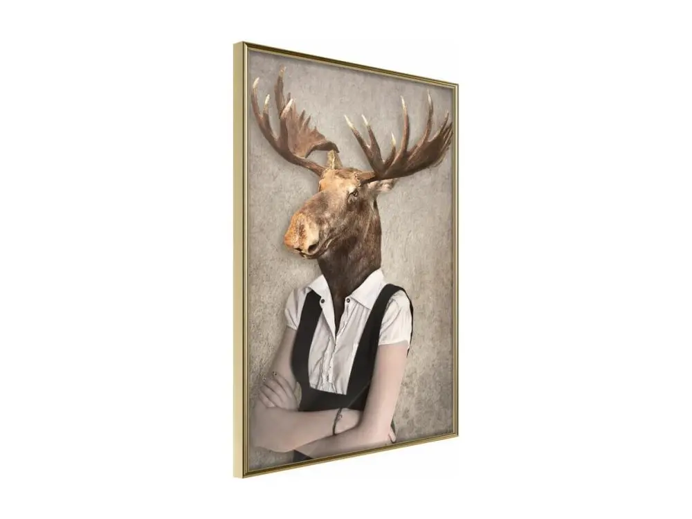 Affiche Murale Encadrée "Animal Alter Ego Moose" 40 x 60 cm Or