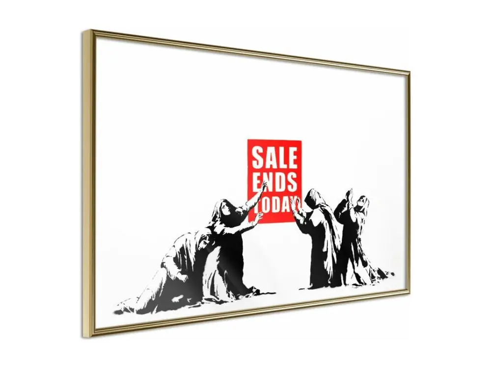 Affiche Murale Encadrée "Banksy Sale Ends" 60 x 40 cm Or