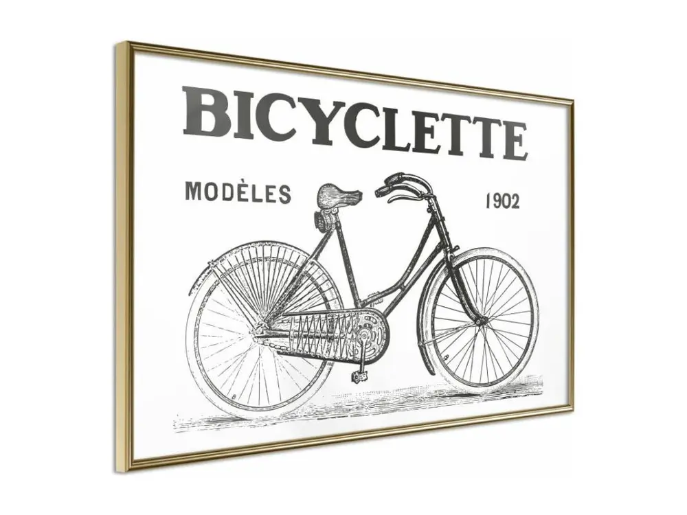 Affiche Murale Encadrée "Bicyclette" 60 x 40 cm Or