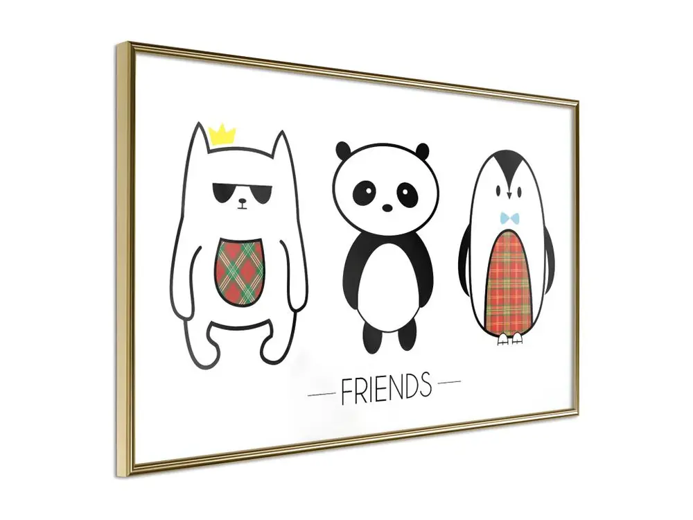 Affiche Murale Encadrée "Buddies" 90 x 60 cm Or