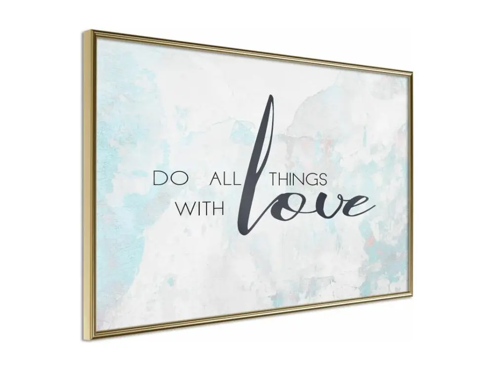 Affiche Murale Encadrée "With Love" 90 x 60 cm Or