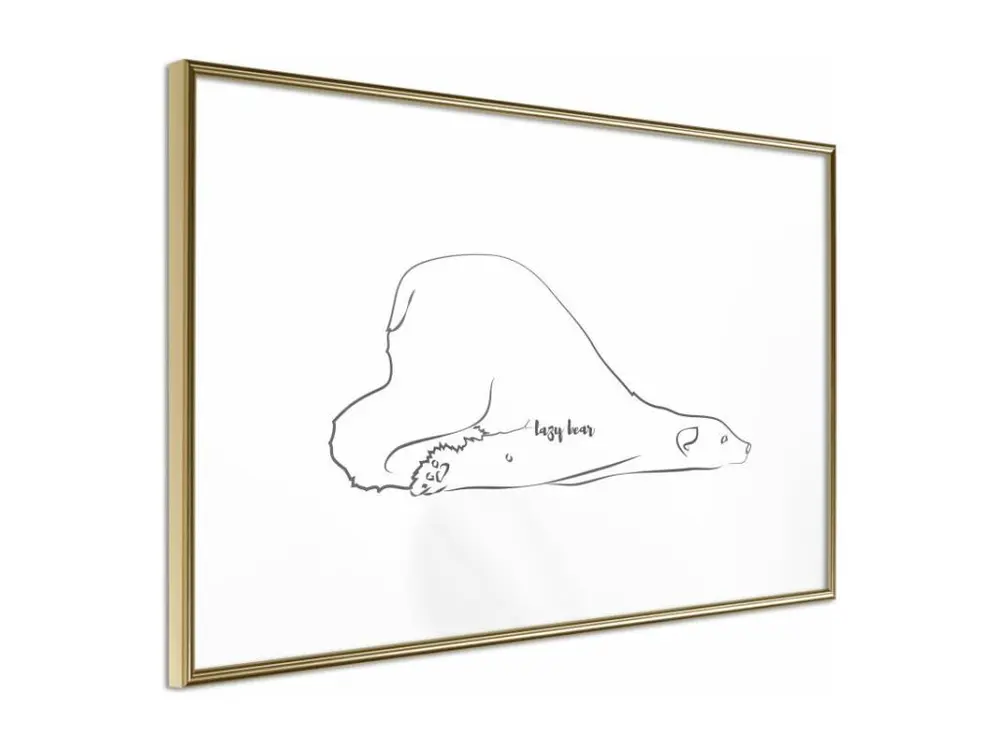 Affiche Murale Encadrée "Resting Polar Bear" 45 x 30 cm Or