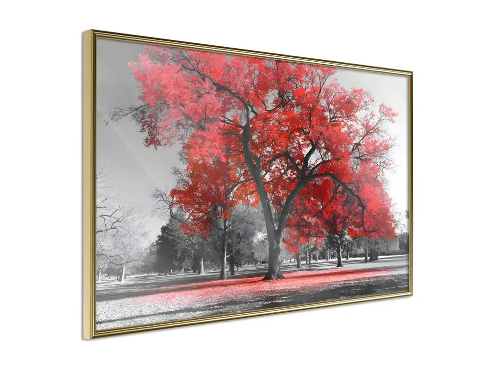 Affiche Murale Encadrée "Red Tree" 90 x 60 cm Or