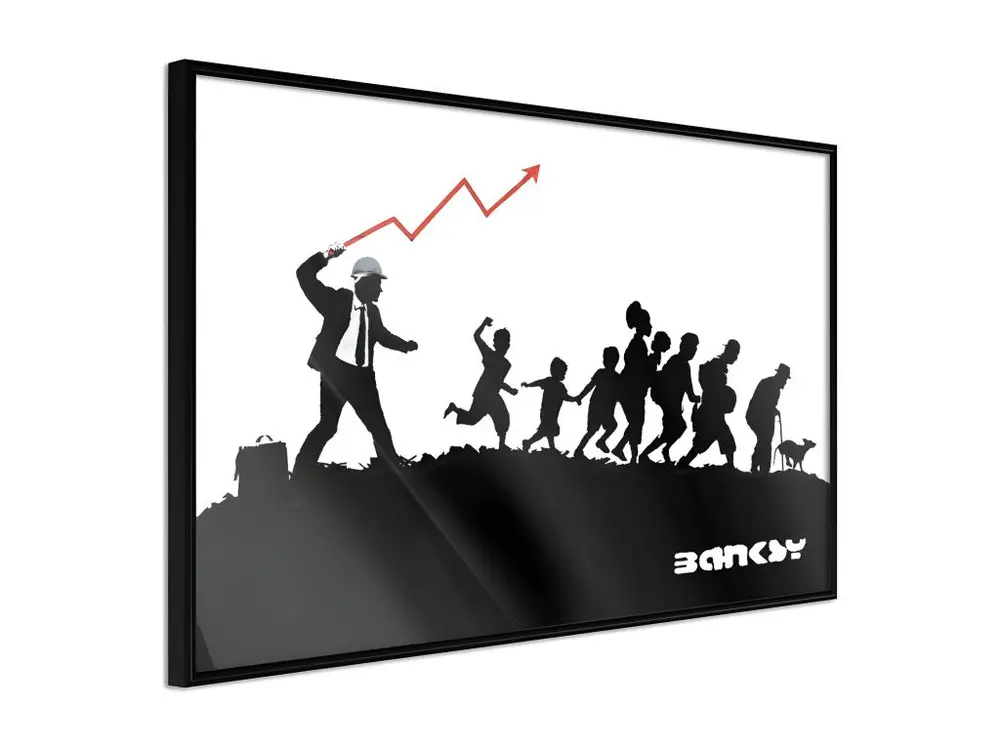 Affiche Murale Encadrée "Banksy The Whip" 30 x 20 cm Noir