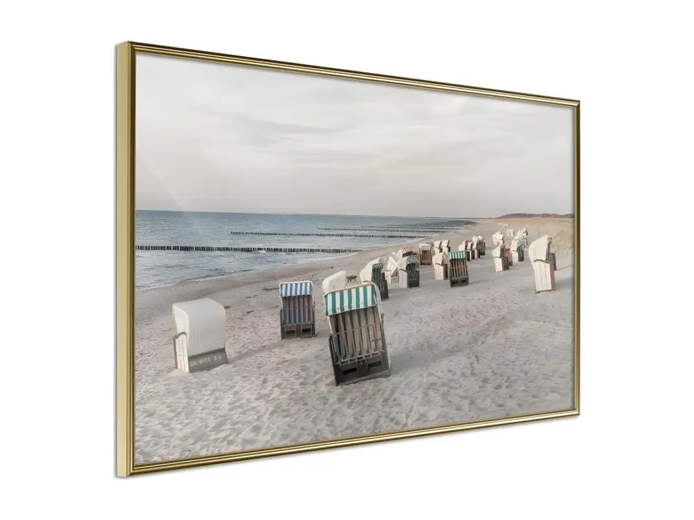 Affiche Murale Encadrée "Baltic Beach Chairs" 60 x 40 cm Or