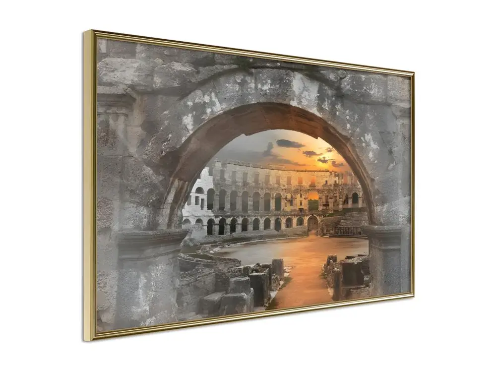 Affiche Murale Encadrée "Sunset in the Ancient City" 90 x 60 cm Or