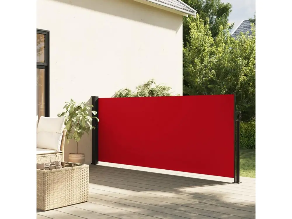 Auvent latéral rétractable rouge 140x500 cm